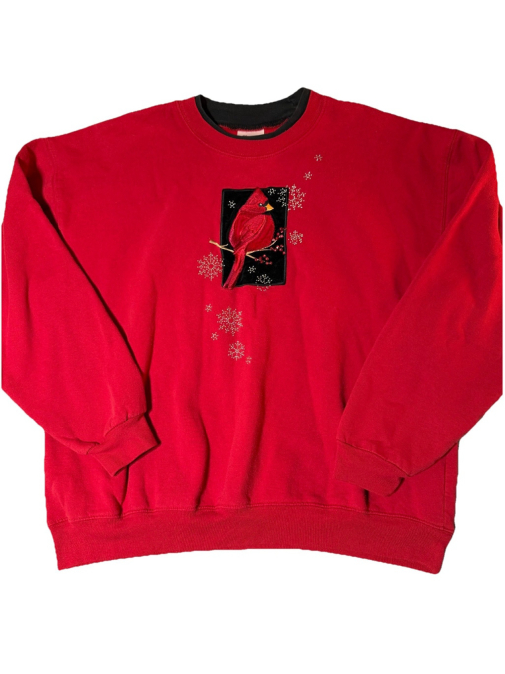 Vintage Cardinal Bird Gemstone Crewneck Sweatshirt Womens L Grandma Cottagecore